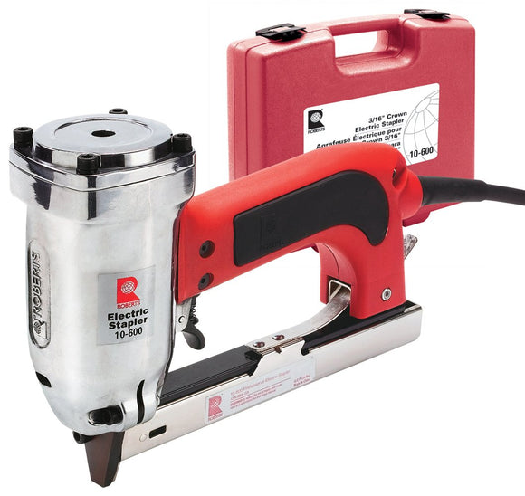 Roberts 10-600 120-Volt 15-Amp Professional Electric Stapler for 20-Gauge with 3/16-Inch Crown Staples and Carrying Case