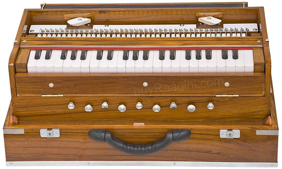 Monoj K Sardar MKS, Harmonium, In USA, Concert Quality, Folding, Special Double Reed, Natural Color, 9 Stop, 3 1/2 Octaves, Padded Bag, Book, Musical Instrument Indian (PDI-AFG)