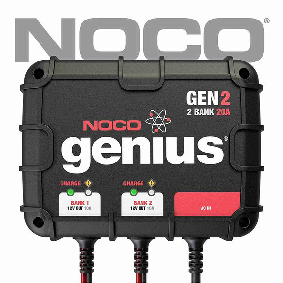 NOCO Genius GEN2 20 Amp 2-Bank Waterproof Smart On-Board Battery Charger
