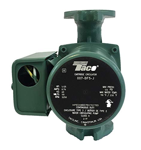 Taco 007 BF5-J Circulating Pump with Bronze Cartridge for longer life then standard 007-F5