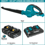 Makita 18-Volt X2 (36-Volt) 208 MPH 155 CFM LXT Lithium-Ion Cordless Blower Kit with (2) Batteries 5.0Ah and Charger