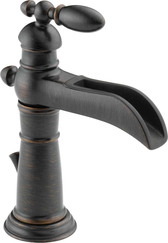 Delta Faucet Victorian Single-Handle Waterfall Bathroom Faucet with Metal Drain Assembly Venetian Bronze 554LF-RB