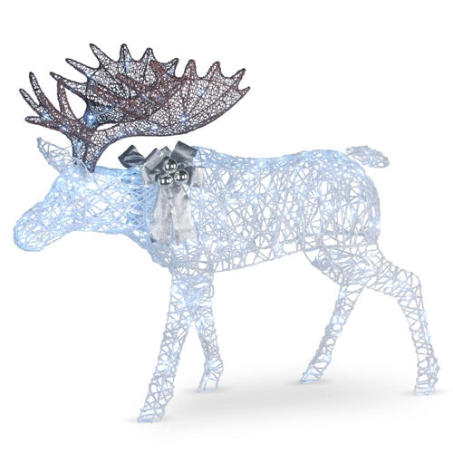 National Tree Company 50 in. Moose with Glitter and 200 Cool White Twinkling LED Lights