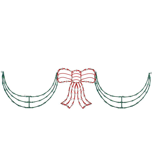 Northlight 105-Light 3-Piece Lighted Red and Green Bow and Swag Christmas Decoration