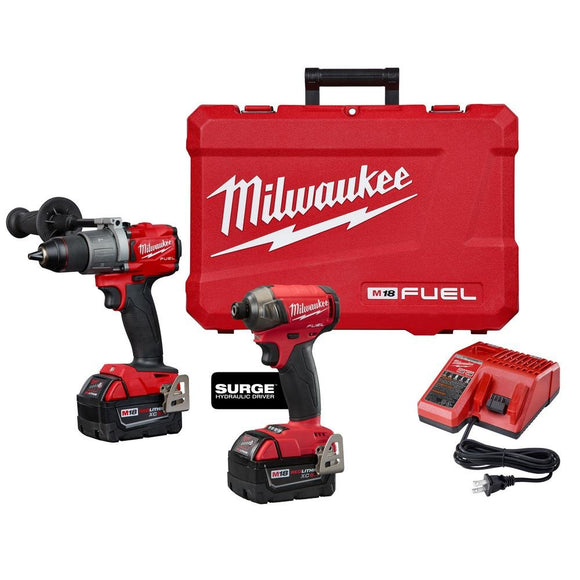 Milwaukee M18 FUEL 18-Volt Lithium-Ion Brushless Cordless Surge Impact and Hammer Drill Combo Kit (2-Tool) w/(2) 5.0Ah B