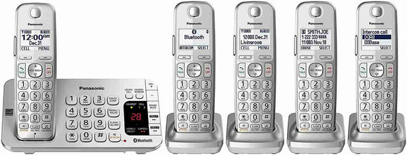 Panasonic KX-TGE475S Link2Cell Bluetooth Cordless Phone with Answering Machine- 5 Handsets