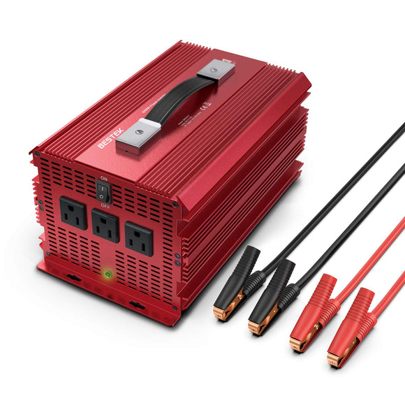 BESTEK 2000W Power Inverter 3 AC Outlets DC 12V to 110V AC Car Inverter Outdoor Emergency Power Supply ETL Listed