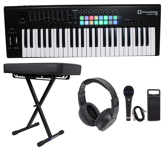 Novation LAUNCHKEY-49-MK2 49-Key Keyboard Controller+Bench+Headphones+Mic+Cable