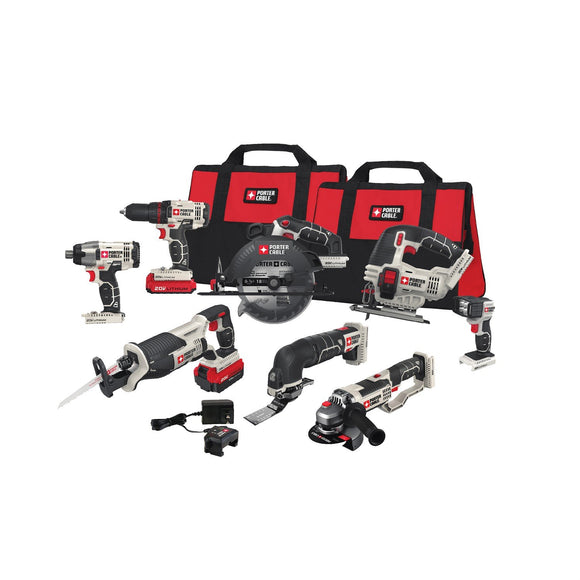 PORTER-CABLE PCCK619L8 20V MAX Lithium Ion 8-Tool Combo Kit