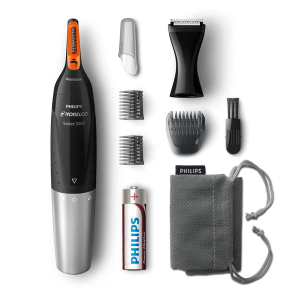 Philips Norelco Nose Hair Trimmer 5100, NT5175/42, Washable Mens Precision Groomer for Nose, Ears, Eyebrows, Neck, and Sideburns