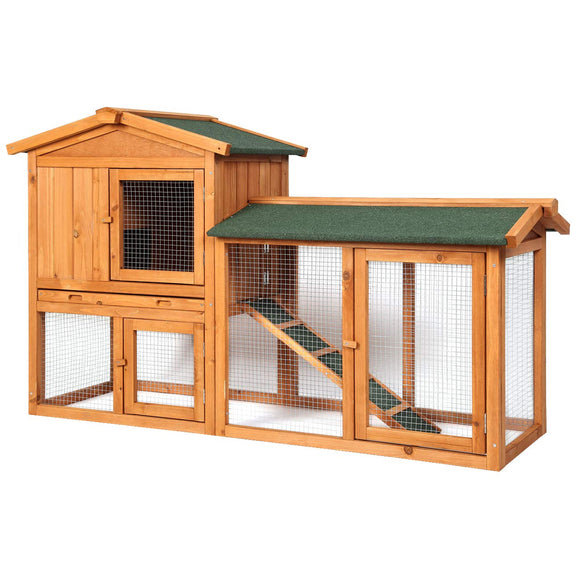 Sunnyglade Chicken Coop Large Wooden Outdoor Bunny Rabbit Hutch Hen Cage with Ventilation Door, Removable Tray & Ramp Garden Backyard Pet House Chicken Nesting Box