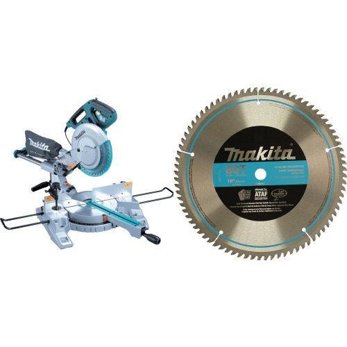 Makita LS1018 Dual-Bevel Slide Compound Miter Saw, 10-Inch with 10-Inch 80 Tooth Micro Polished Mitersaw Blade