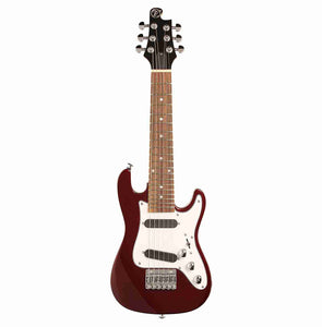 Vorson EGL-ST S-Style Guitarlele Travel Electric Guitar with Gigbag, Metallic Red