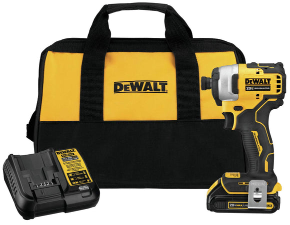 DEWALT DCF809C1 Atomic 20V Max Lithium-Ion Brushless Cordless Compact 1/4 In. Impact Driver Kit W/ 1 Battery