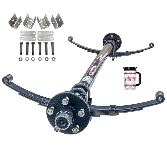 3,500 lb Idler Trailer Axle Running Gear ( Idler Axle W/ Hubs, Bearings, Lugs & Nuts, Springs, U-bolt Kit, Hanger kit. (61Hubface, 46 Spring Center)