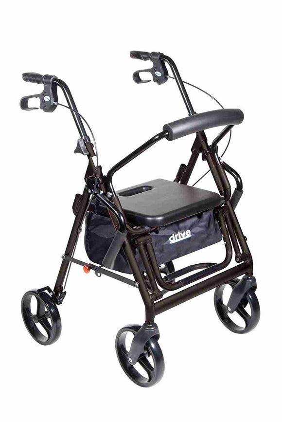 Drive Medical Duet Transport Wheelchair Rollator Walker, Black