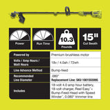RYOBI ONE+ 18-Volt Cordless Attachment Capable Brushless String Trimmer and Pruner, 4.0 Ah Battery and Charger Included