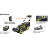 RYOBI 20 in. 40-Volt Brushless Lithium-Ion Cordless Self-Propelled Walk Behind Mower with 2 6.0 Ah Batteries, Charger Included