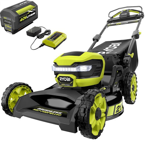 RYOBI 21 in. 40-Volt Lithium-Ion Brushless Cordless Walk Behind Self-Propelled Mower with 7.5 Ah Battery/Charger Included