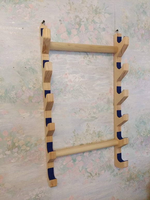 Native American Flute – 6 Flute Wall Rack – handmade – solid wood – felt lined – protect and display your flutes