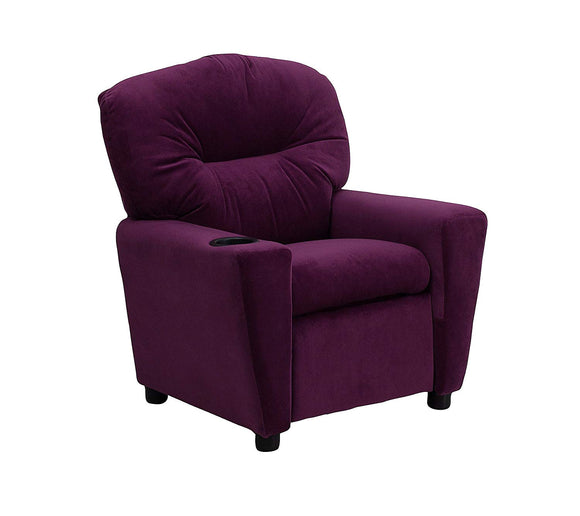 Flash Furniture Contemporary Microfiber Kids Recliner with Cup Holder Purple