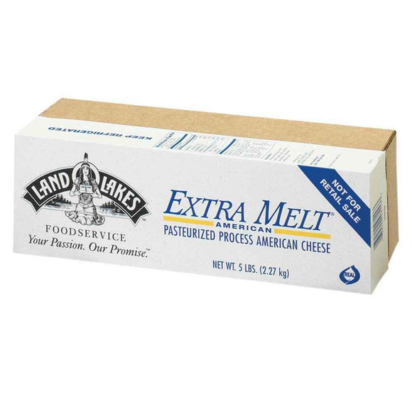 Land O Lakes American Extra Melt Yellow Process Cheese Loaf 5 Pound – 6 per case.