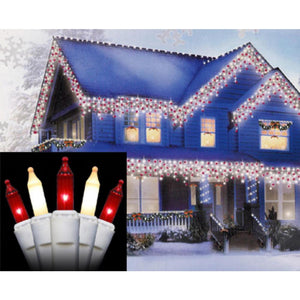 Sienna Set of 100 Red and Frosted Clear Mini Icicle Christmas Lights – White Wire