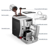 DeLonghi Magnifica XS Compact Fully Automatic Black and Silver Espresso Machine and Cappuccino Maker