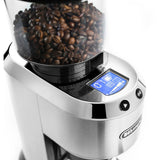 DeLonghi Dedica Stainless Steel Digital Conical Burr Grinder with 18 Grind Settings and Portafilter Adaptor – 12 oz.