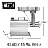 Weston Pro Series #22 1.5 HP Stainless Steel Electric Meat Grinder