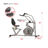 Magnetic Recumbent Exercise Bike, 350lb High Weight Capacity, Arm Exercisers, Monitor, Pulse Rate