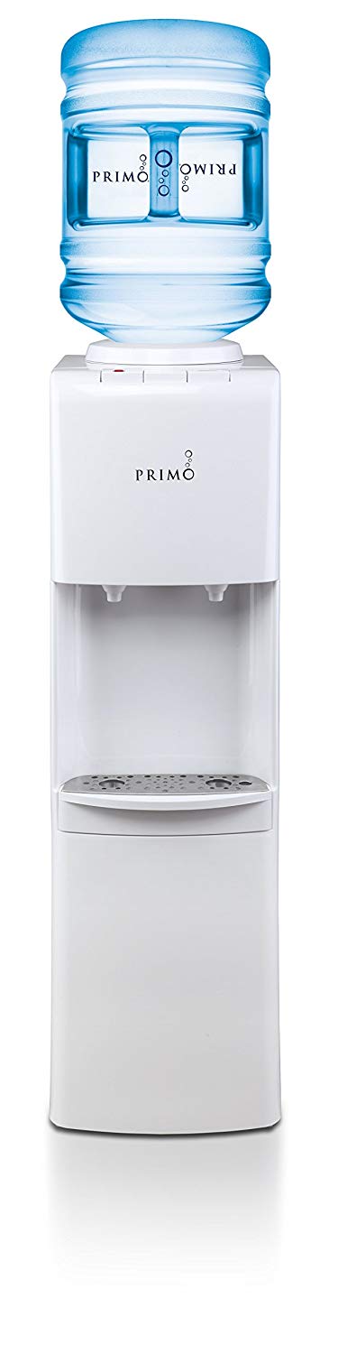 Primo Top Loading Water Cooler – 2 Temperature Settings, Hot & Cold – UL/Energy Star Qualified Water Dispenser with Child-Resistant Safety Feature Supports 3 or 5 Gallon Water Jugs [White]