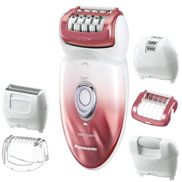 Panasonic ES-ED90-P Wet/Dry Epilator and Shaver with Six Attachments including Pedicure Buffer for Foot Care