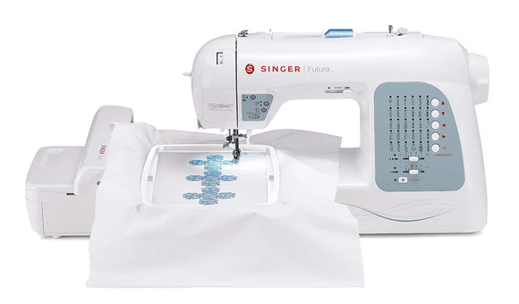 SINGER Futura XL400 Portable Sewing and125 Embroidery Design Machine including 30 BuiltIn Stitches, Fully BuiltIn 2step Buttonhole,Drop Feed Free Motion