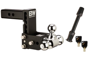 B&W Hitches TS10048B Tow & Stow Model 8 5-5.5 Adjustable Triple Ball Mount Hitch and 5/8 Black Receiver Hitch Lock