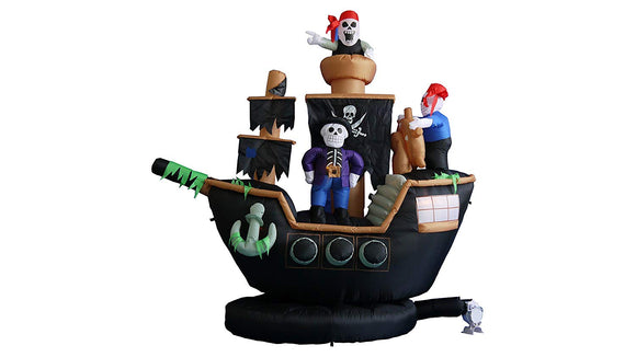 BZB Goods 7 Foot Halloween Inflatable Skeletons Ghosts on Pirate Ship Lights Decor Outdoor Indoor Holiday Decorations, Blow up Lighted Yard Decor, Giant Lawn Inflatables Home Family Outside Decor