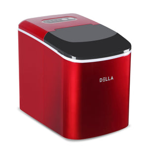 DELLA Portable Ice Maker – Countertop Ice Machine with Makes 26lbs Ice per 24 hours, 9 Ice Cubes ready in 7 Minutes, 3 Qt. Water Tank, Removable Ice Basket Ice Scoop Water Drain, Red