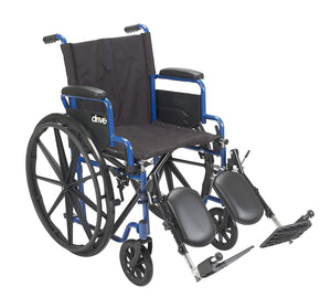 Drive Medical Blue Streak Wheelchair with Flip Back Desk Arms, Elevating Leg Rests, 18 Seat