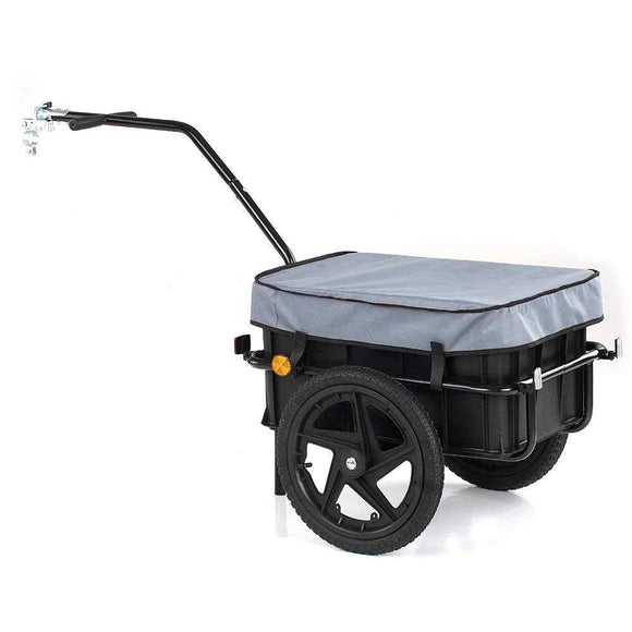 IKAYAA Outdoor Bike Bicycle Cargo Luggage Trailer Hand Wagon Luggage Storage Trailer Cart Carrier with Removable Transportation Box and Cover