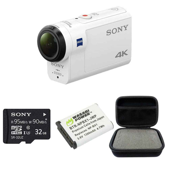 Sony FDRX3000/W 4K HD Recording, Action Cam Underwater Camcorder, White
