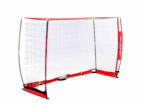 PowerNet Soccer Goal 6ft x 4ft Portable Bow Style Net | Collapsible Metal Base | Durable Lightweight Vertical Poles | Quick Setup EZ Storage | 1 Goal+1 Carrying Bag | Scrimmage Game | Rebounder
