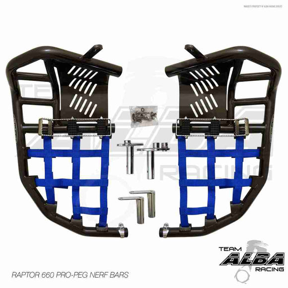 Yamaha Raptor 660 YFM 660R 2001-2005 Propeg Nerf Bars Black w/Blue Net