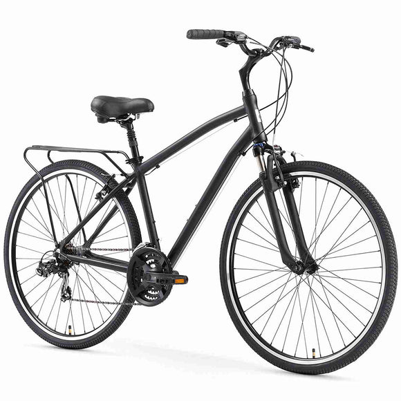sixthreezero Body Ease Men’s 21-Speed Comfort Road Bicycle Matte Black 26 Wheels/ 18 Frame