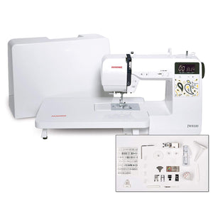 Janome JW8100 Fully-Featured Computerized Sewing Machine with 100 Stitches 7 Buttonholes Hard Cover Extension Table and 22 Accessories