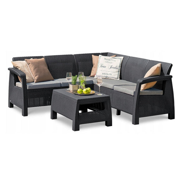 Corfu II Relax L Shape Corner Outdoor Sofa Set Graphite
