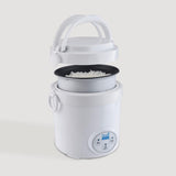 AROMA 3-Cup White Mini Rice Cooker with Non-Stick Cooking Pot