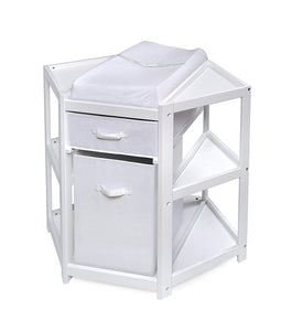 Badger Basket Diaper Corner Baby Changing Table with Hamper/Basket, White