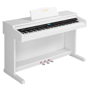 LAGRIMA White Digital Piano with Standard Key, 88 Key Electric Piano for Beginner(Adults/Kids) W/Music Stand+Power Adapter+3-Pedals+Instruction Book+Headphone Jack