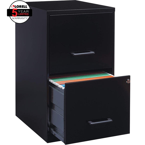 Lorell 14341 18 Deep 2-Drawer File Cabinet, Black