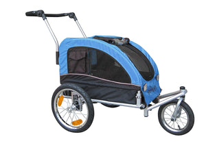 Booyah Medium Dog Stroller & Pet Bike Trailer with Suspension – Blue